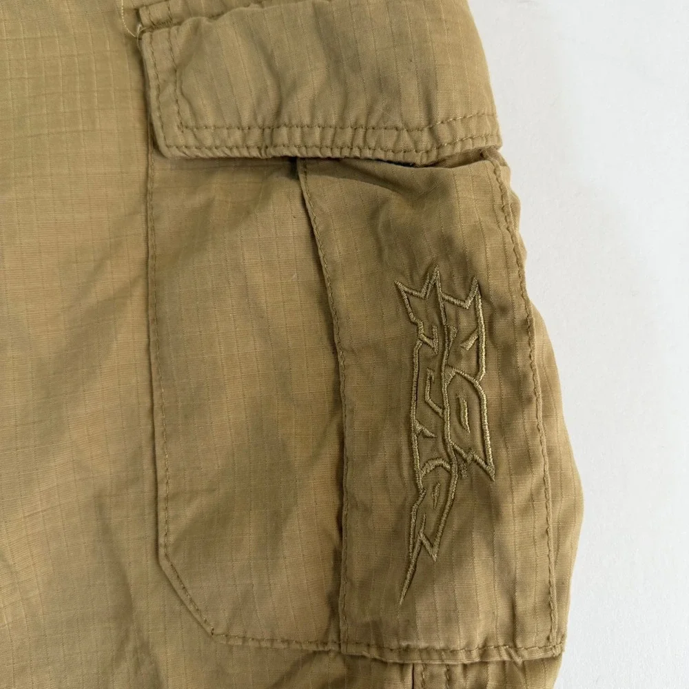 No Fear Cargo Shorts 28 Khaki‎ Tan Y2K Skate Utility Ripstop Tactical Streetwear